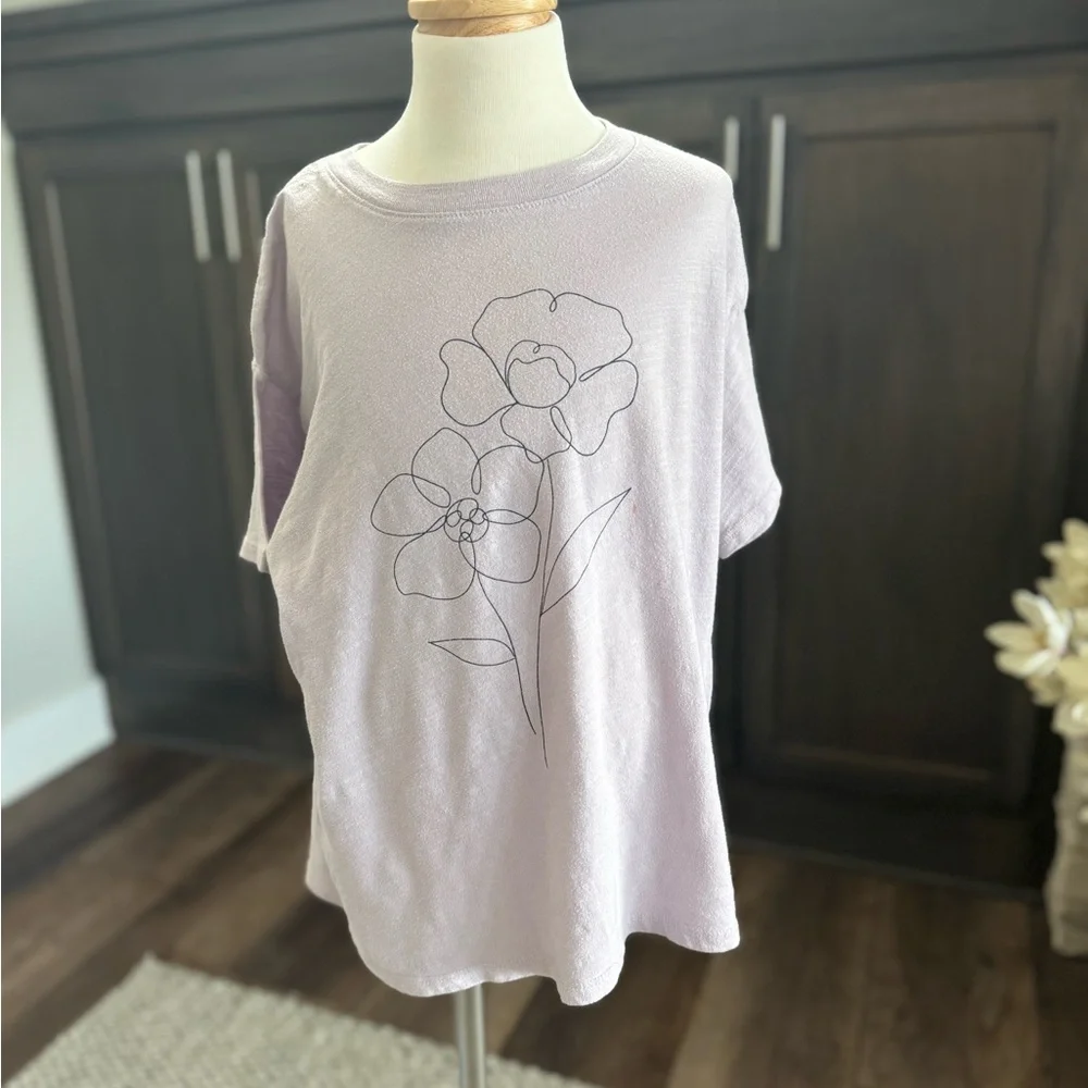 SO Girls XL (14/16) Lavender Floral Graphic T-Shirt